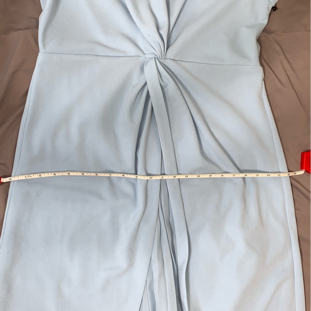 ✨NWT✨ Adrianna Papell DRAPED AND PLEATED CREPE SHORT DRESS IN BLUE MIST - Picture 12 of 13